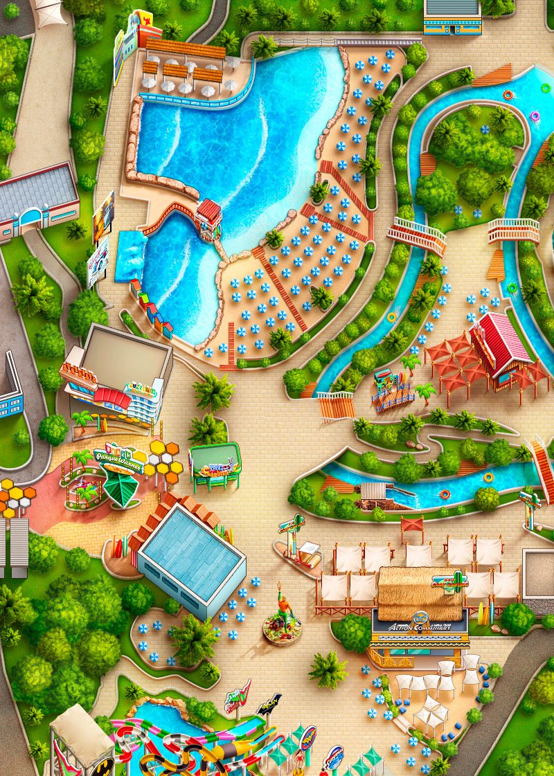 Warner Park | Parques Reunidos | map illustration design studio