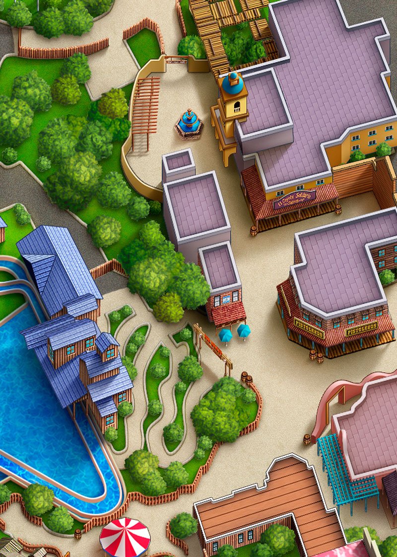 Warner Park | Parques Reunidos | map illustration design studio