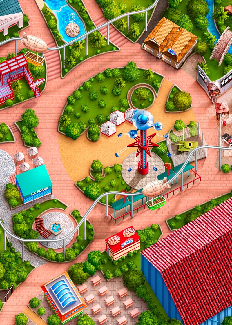 Parque Atracciones de Madrid | Advertising + app map illustration design