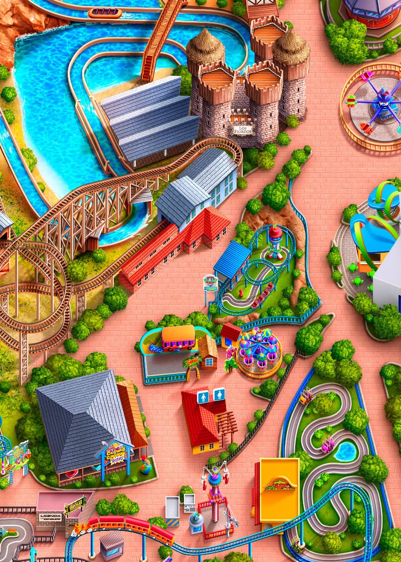 Parque Atracciones de Madrid | Advertising + app map illustration design